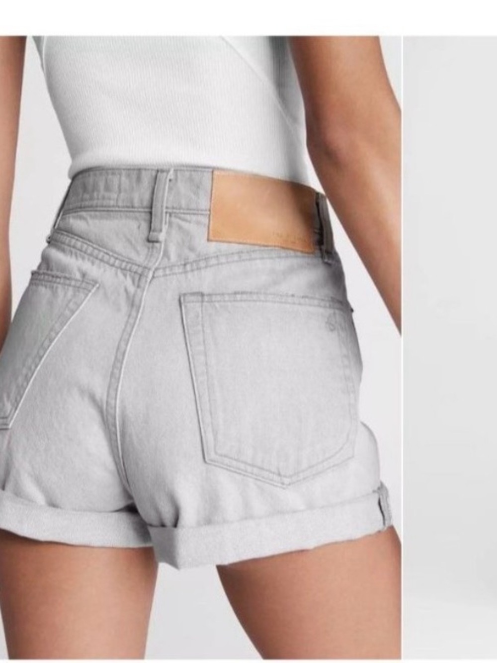 rag & bone Light Gray Rolled Cuff Denim Shorts
